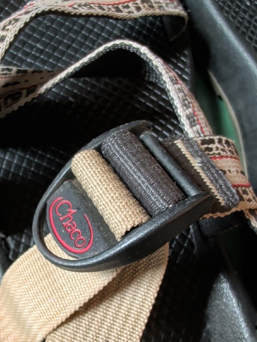 Chacos Beige Patterned Strap Sandals with Black Footbed - Picture 7 of 9